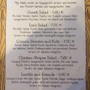Lia's Kitchen Berlin Speisekarte