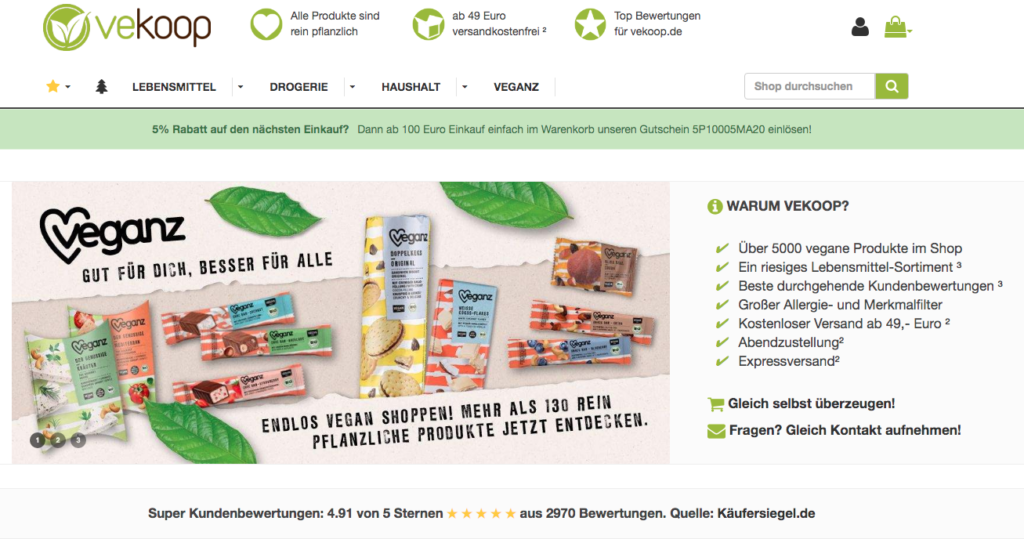 Vekoop Onlineshop