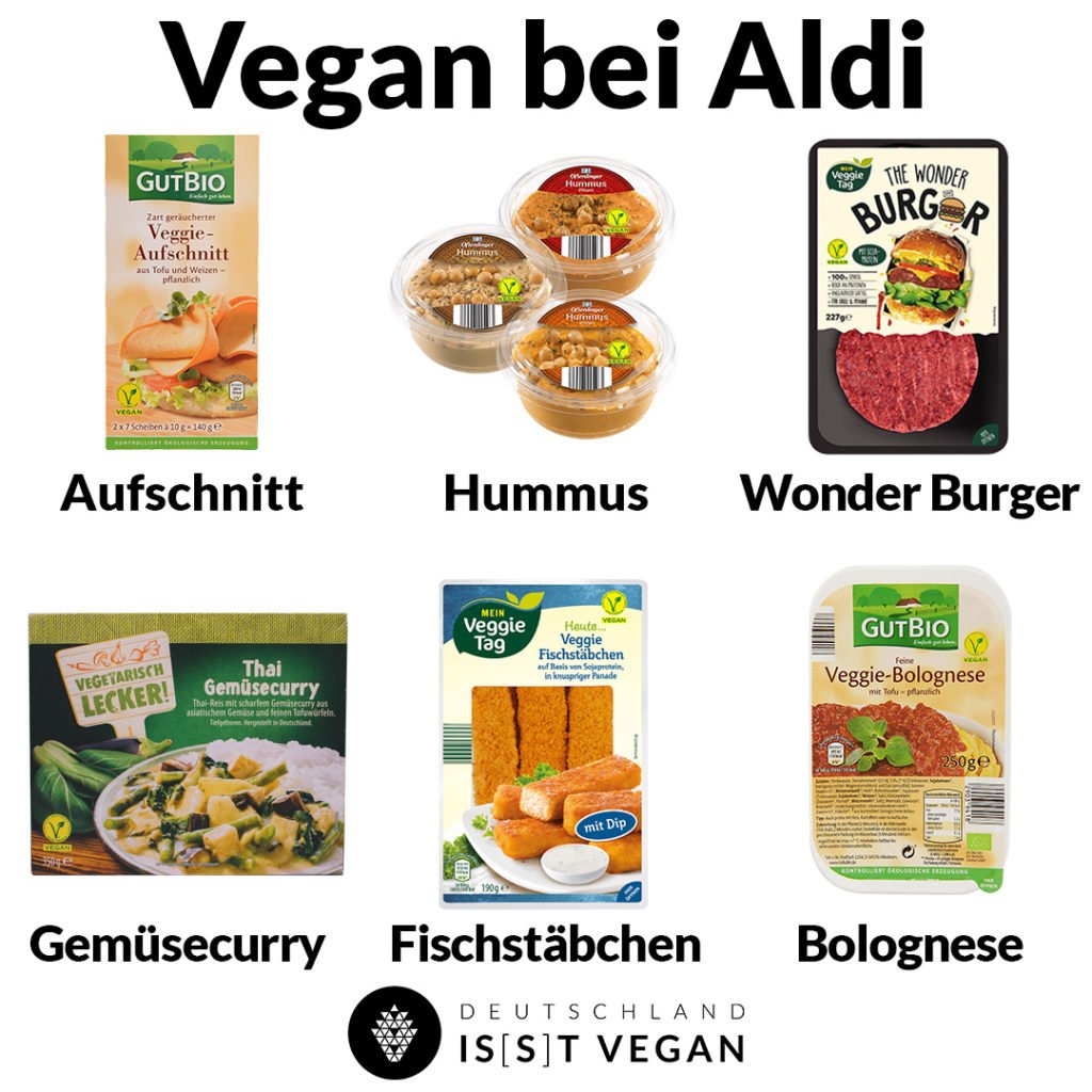 Vegane Lebensmittel aus dem Supermarkt Vegan im Aldi 