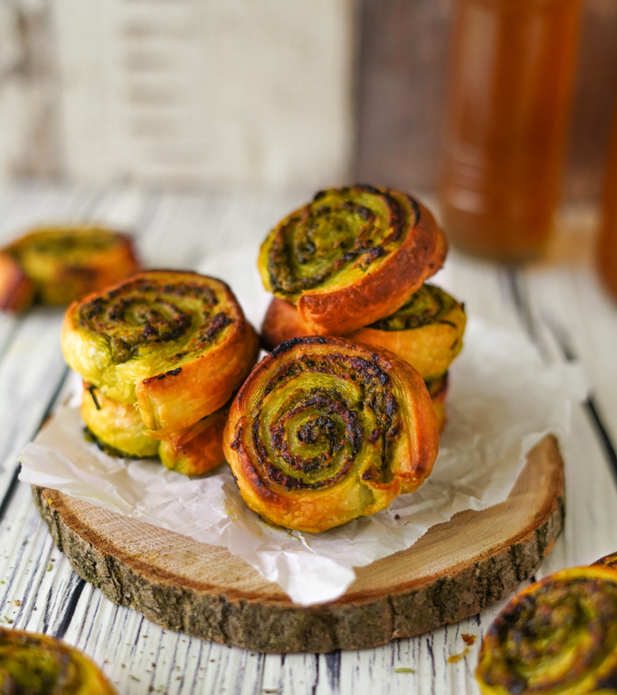 Vegane Blätterteig-Spinatschnecken