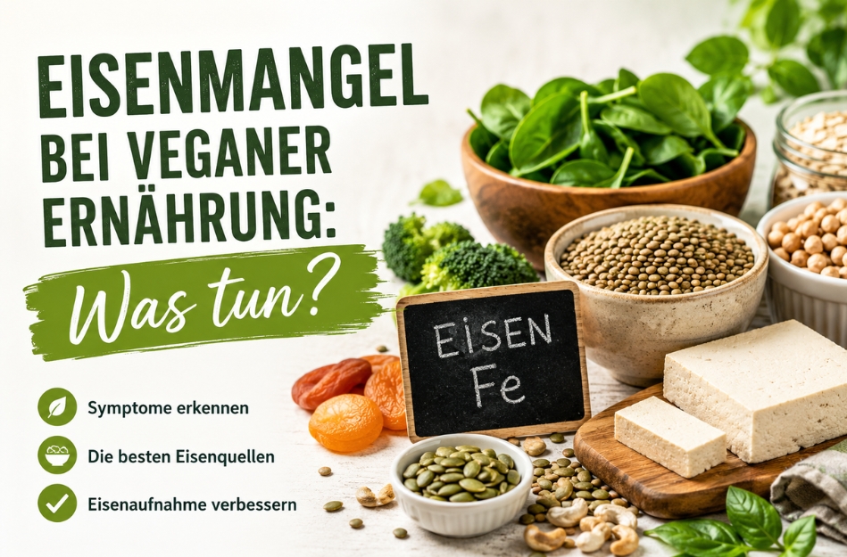 Eisenmangel trotz veganer Ernährung? Erfahre Symptome, Ursachen, eisenreiche Lebensmittel und wie du die Eisenaufnahme verbessern kannst.