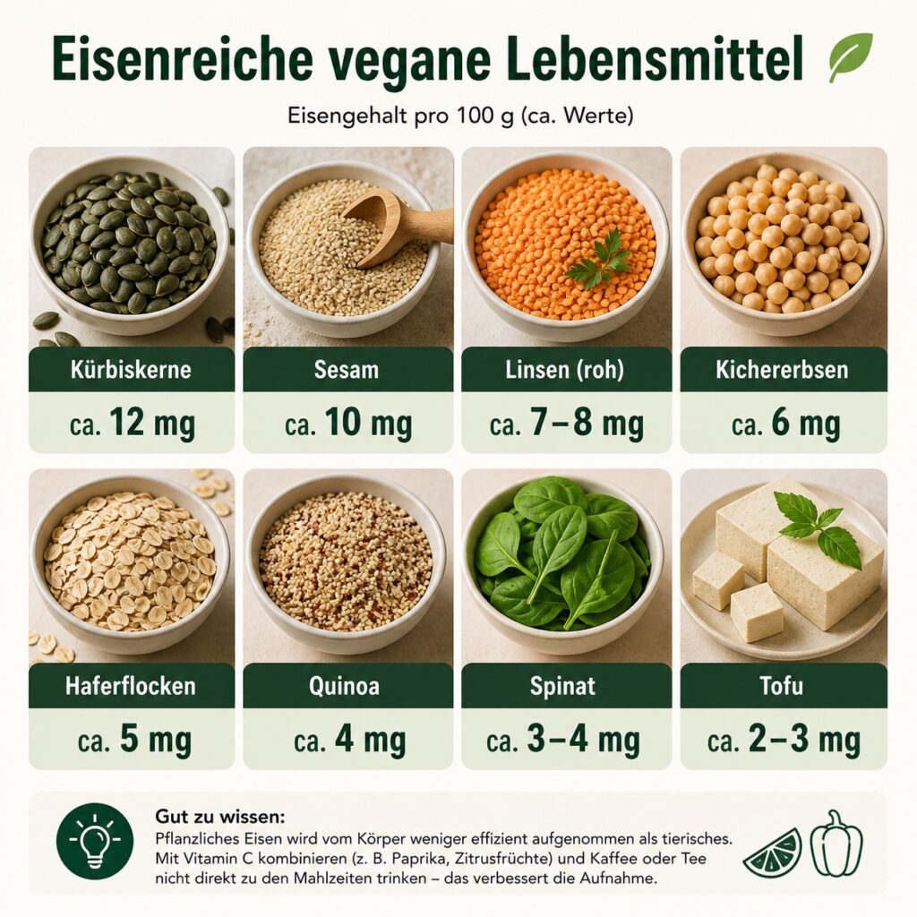 Eisenreiche vegane Lebensmittel im Überblick