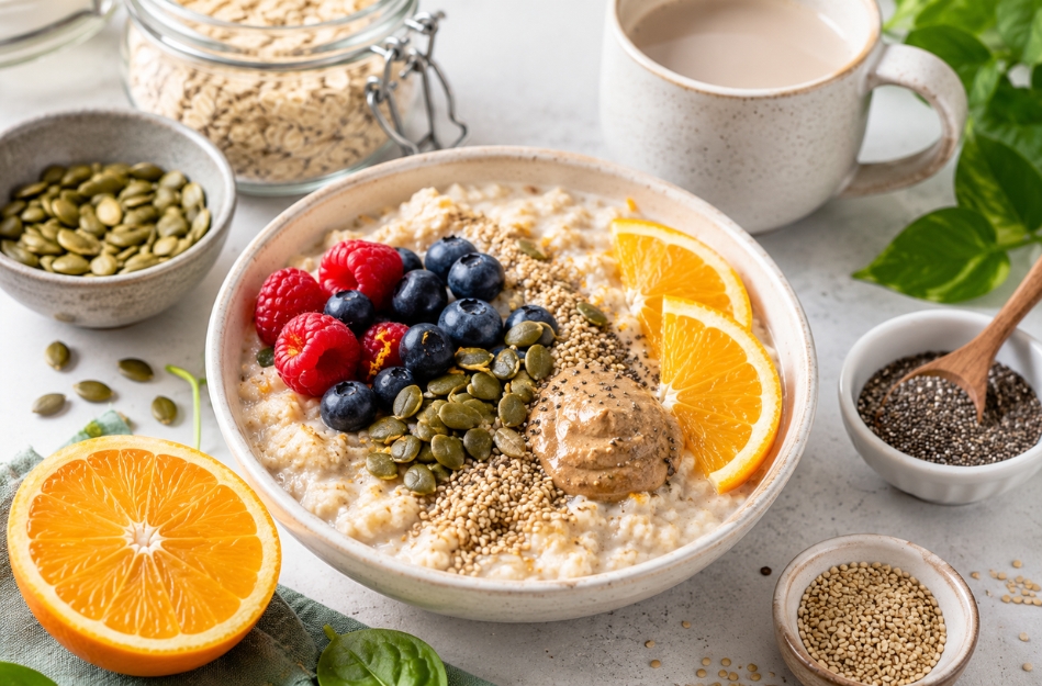 Eisenreiches Veganes Frühstück: Cremige Haferflocken mit Beeren