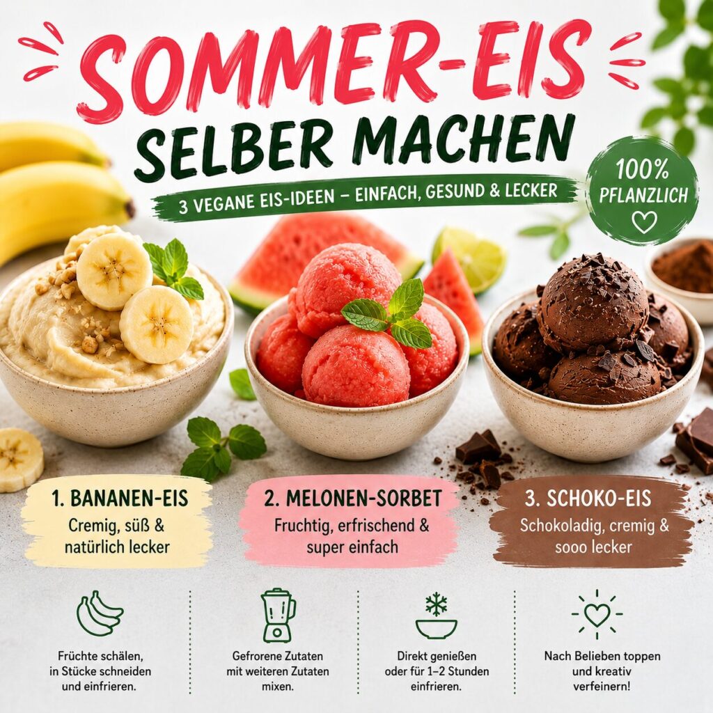 Veganes Sommer-Eis selber machen: 3 einfache Rezepte