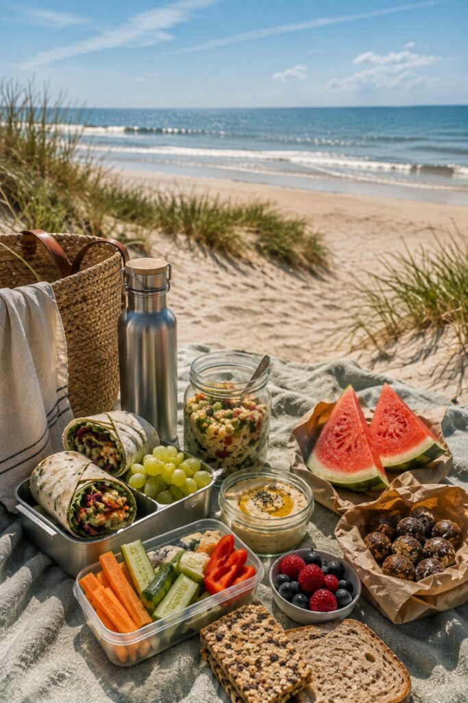 Veganes Strand-Picknick: Das kommt bei uns in die Tasche
