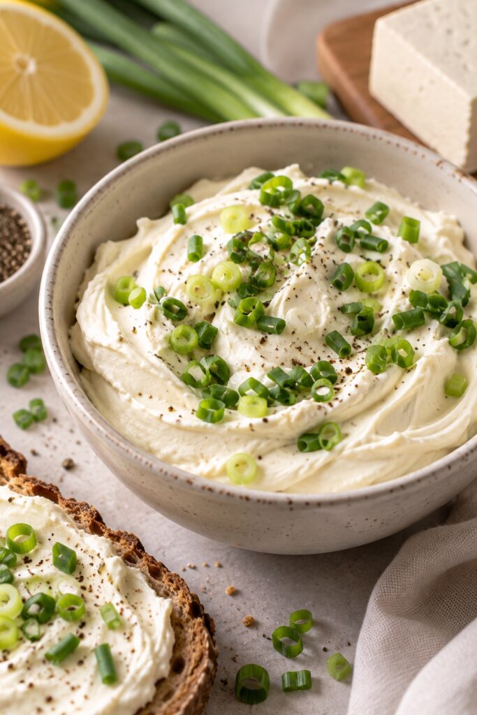 Veganen Frischkäse selber machen: proteinreich mit Tofu