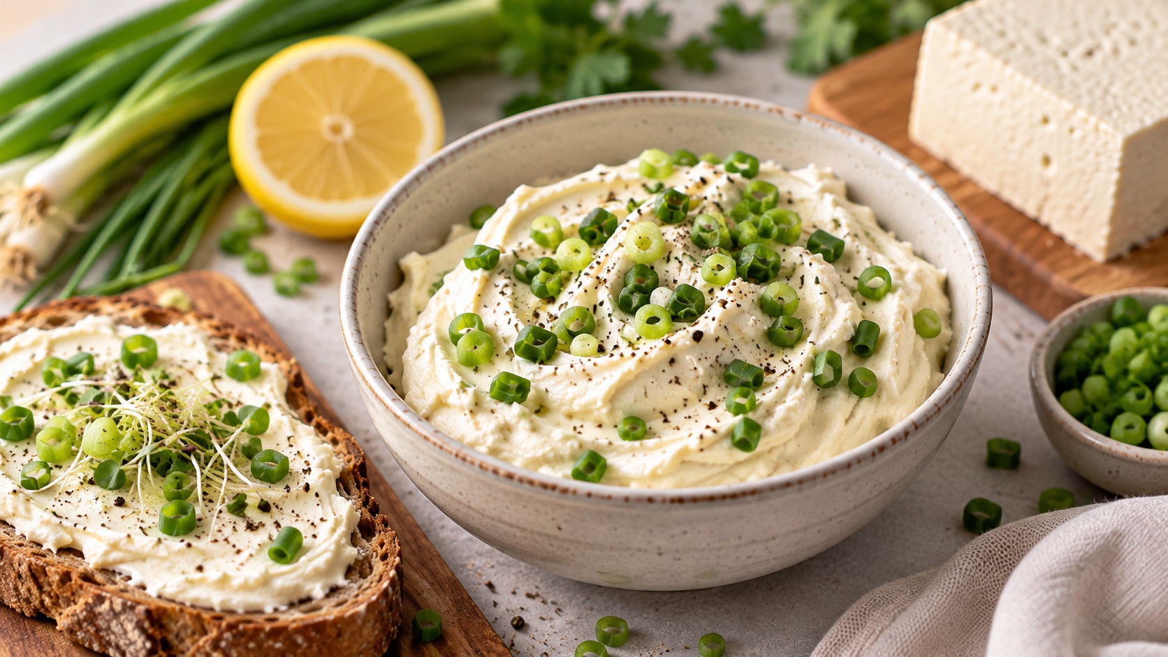 Veganen Frischkäse selber machen: proteinreich mit Tofu